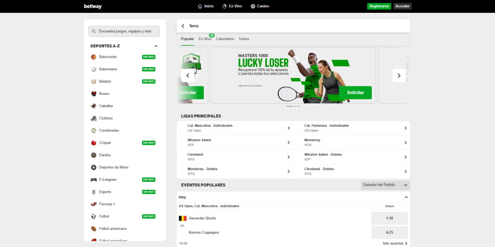 Apuestas de tenis de Betway