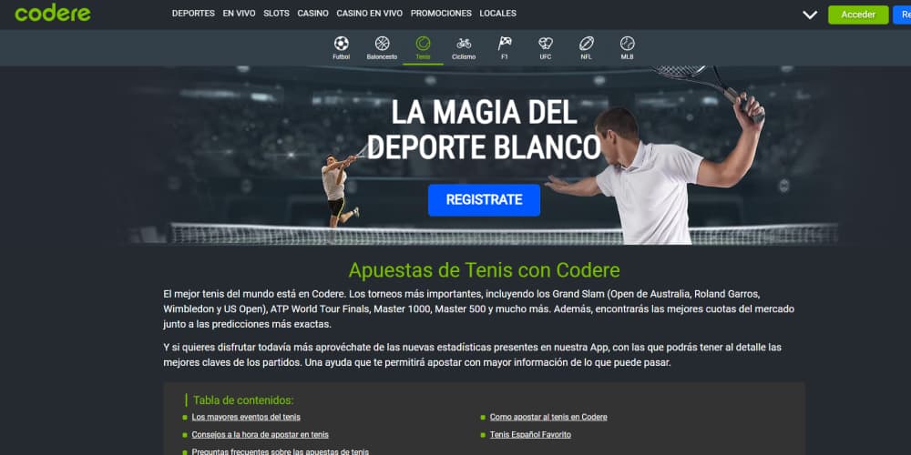 Apuestas de tenis de Codere